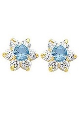 terrific light blue baby flower birthstone earrings